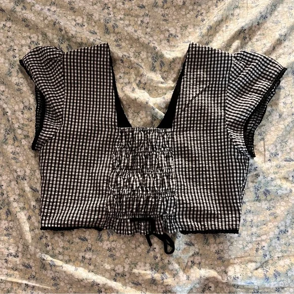 I.AM.GIA Gingham Tie Crop Top Large - Picture 3 of 4